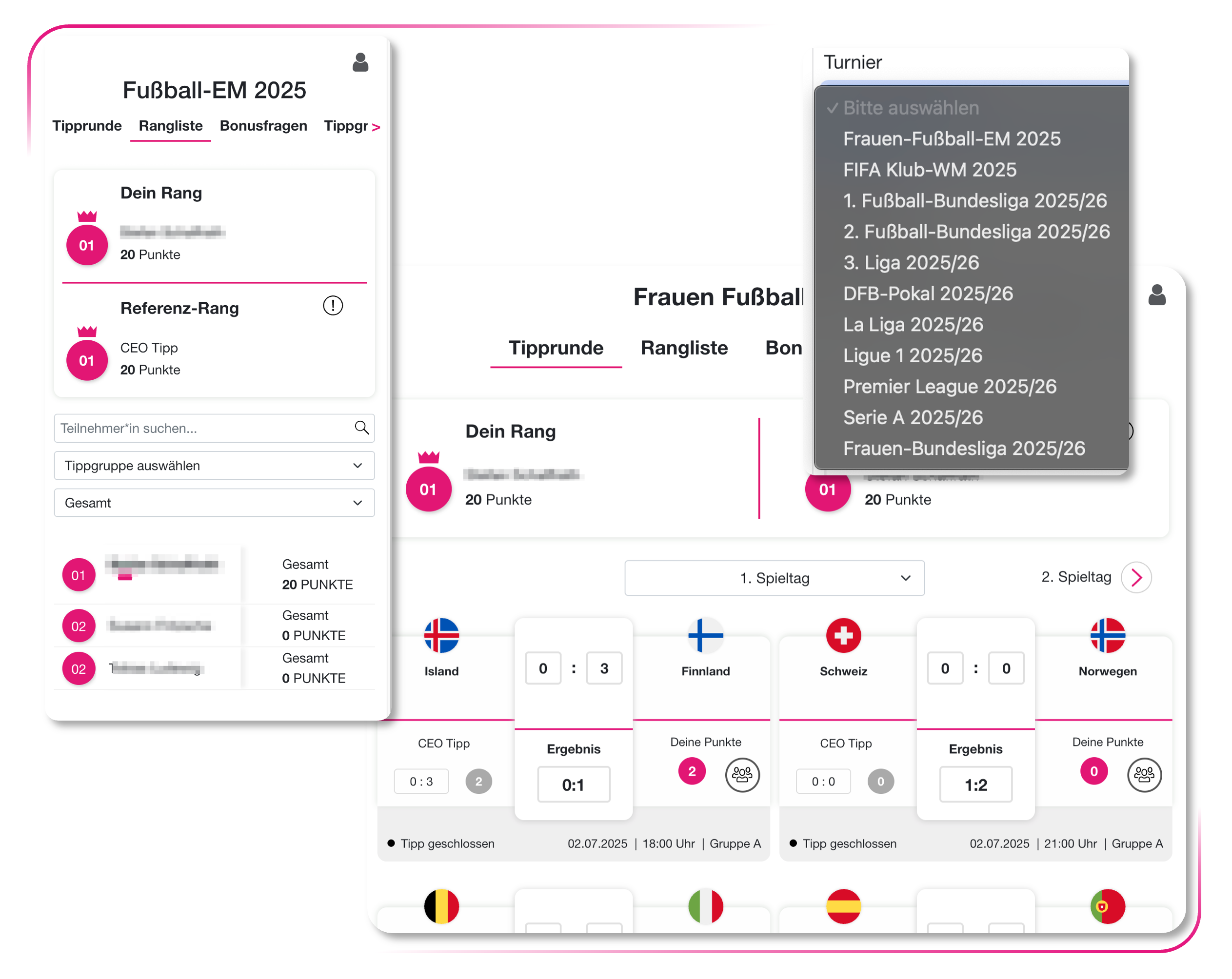 Screenshots Tippspiel Plugin